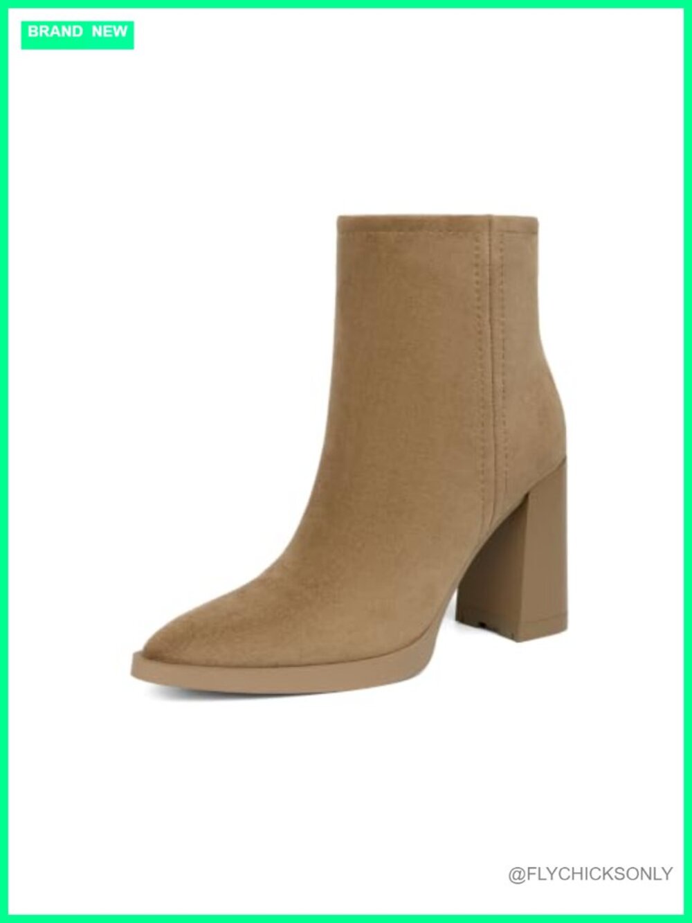 Faux Suede Pointed Toe Chunky High Heel Ankle Booties